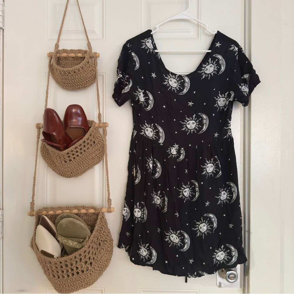 Motel Rocks Black Celestial Sun Moon Dress